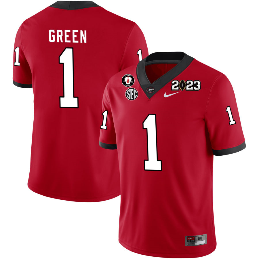 Georgia Bulldogs Men's Nyland Green #1 Red 2022-23 CTP National Championship Stitched College UGA Football Jersey 23PZ018ZV